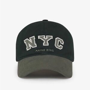 Anine Bing Jeremy Baseball Cap NYC in Charcoal Green